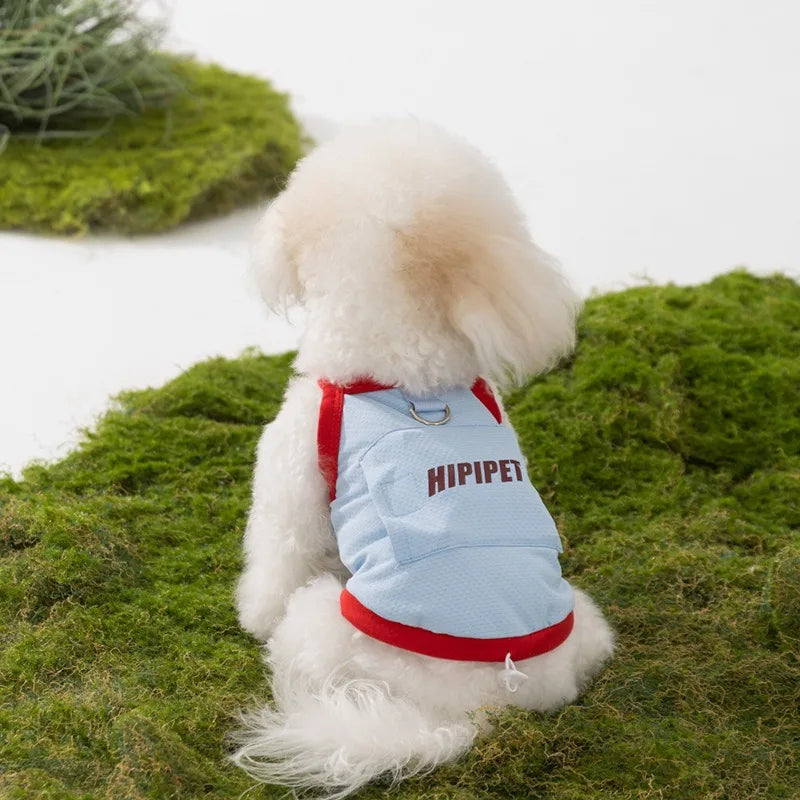 Breathable Mesh Dog Summer Vest with Hat and Traction Buckle