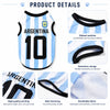 Gilet maillot à rayures argentines numéro 10 avec col côtelé et design sans manches