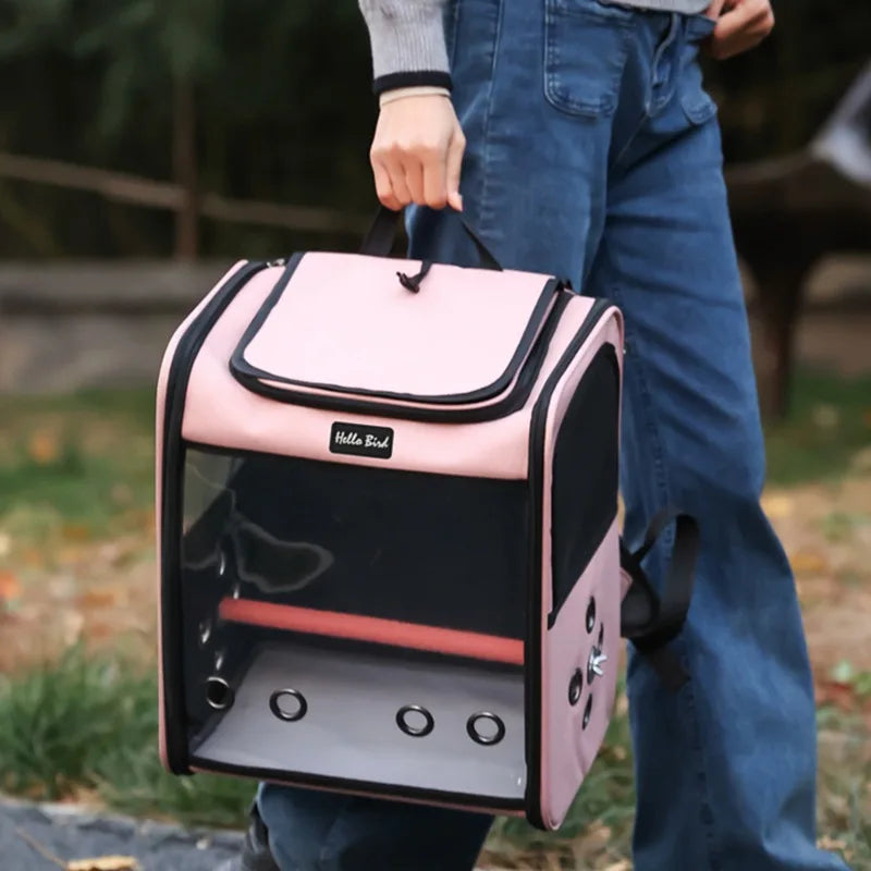 Breathable Bird Travel Backpack Carrier with Perch