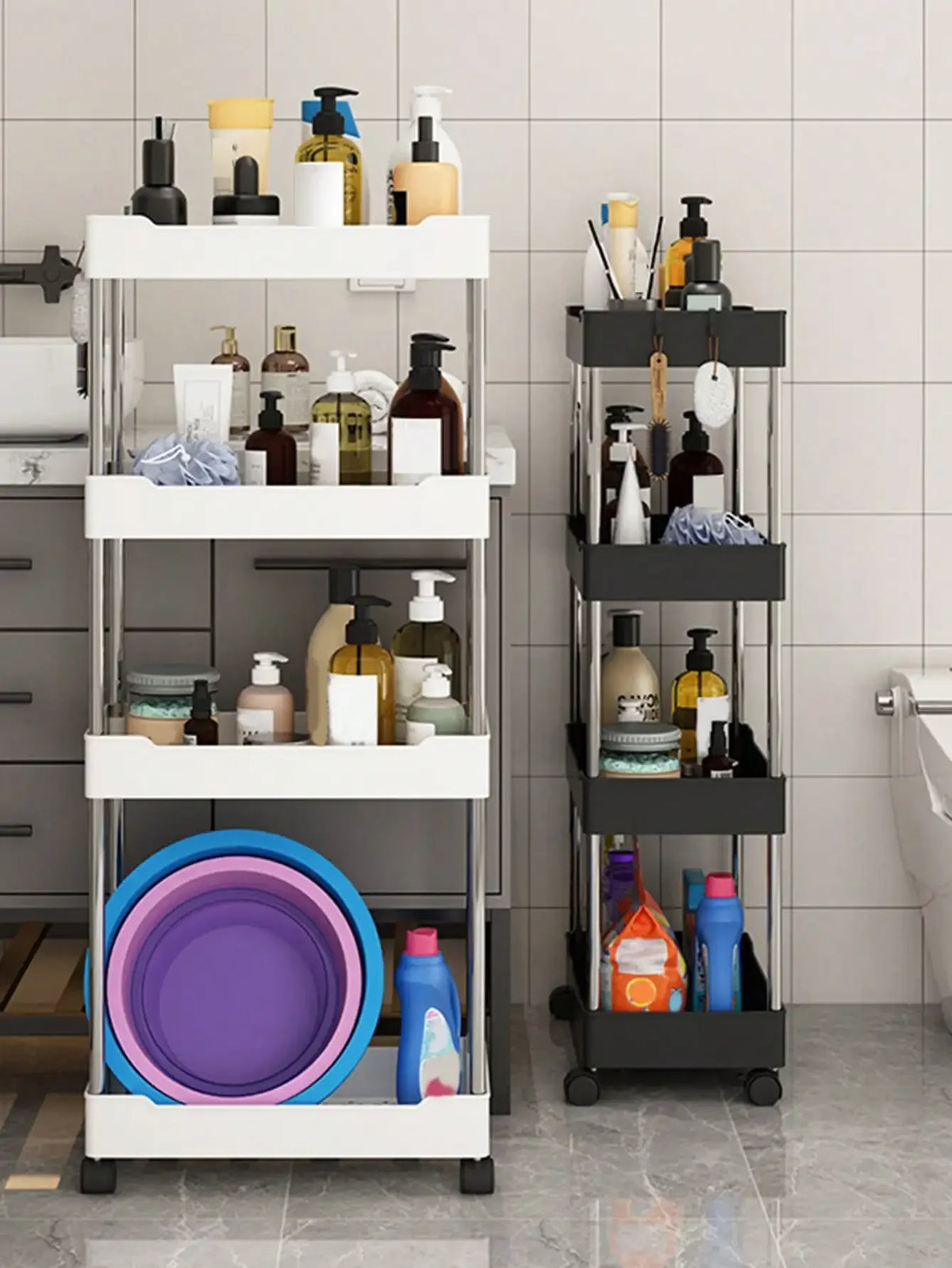Rolling Utility Storage Cart with 3/4 Tiers