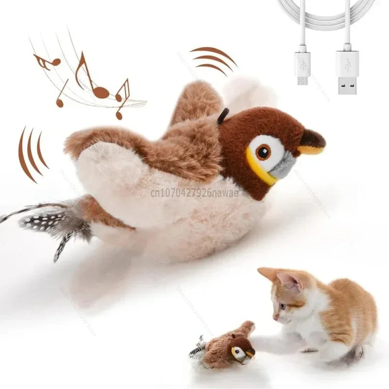 Rechargeable Chirping Bird Cat Toy with Catnip