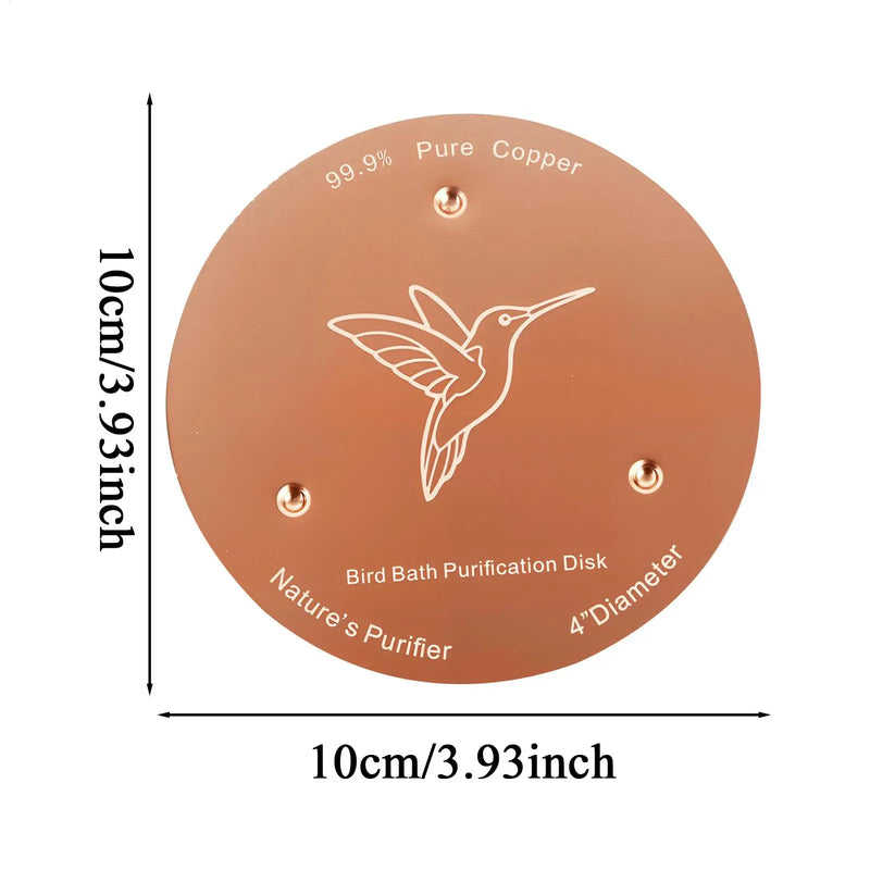 Disque de purification en cuivre naturel pour abreuvoir à oiseaux