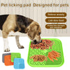 A green silicone pet licking pad with various food types designed for pets.