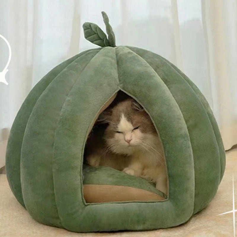 Lit pour chat en forme de citrouille d'Halloween