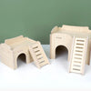Natural Wooden Hamster Villa with Climbing Platform