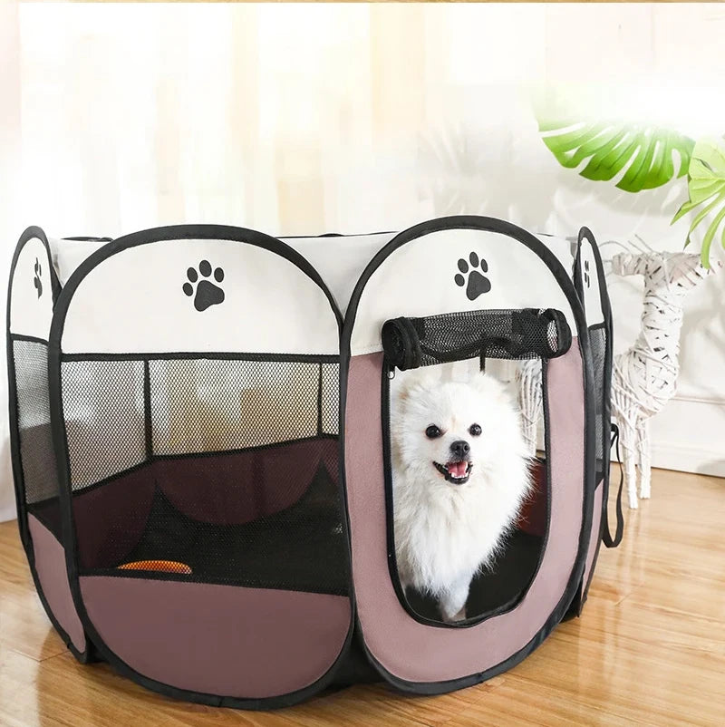Foldable Octagonal Pet Tent with Breathable Mesh - Portable Outdoor Dog & Cat Shelter