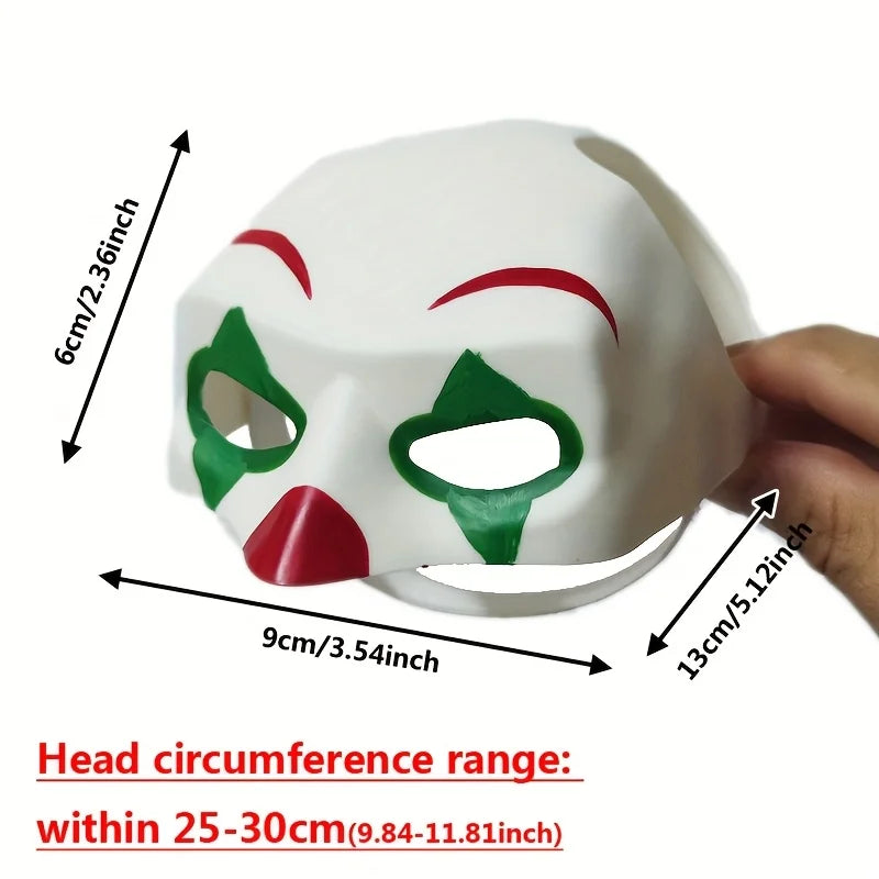 White bat wing cat mask for pets showing dimensions and fit range