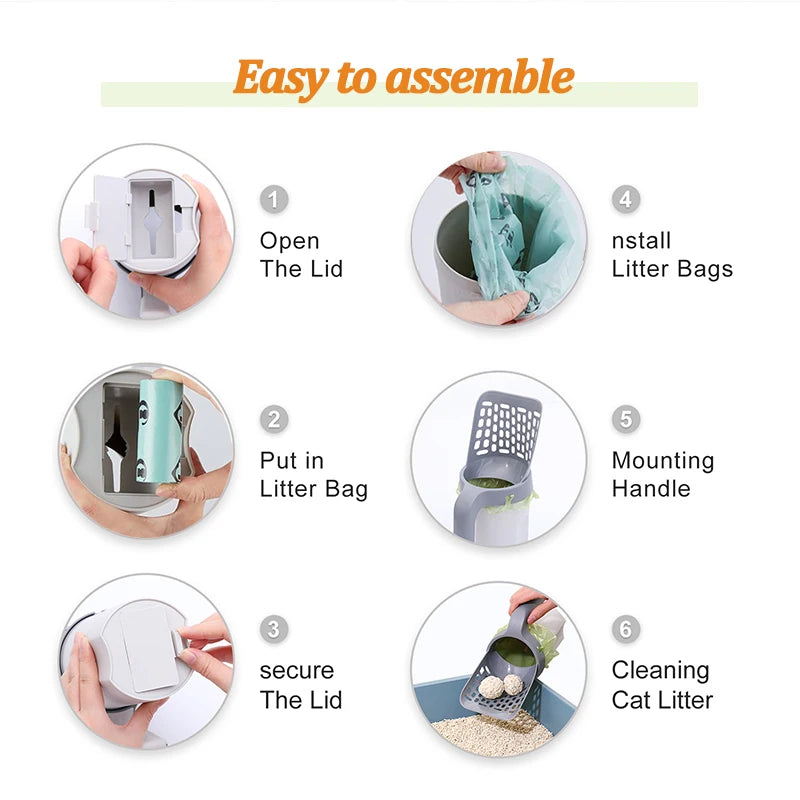 Cat Litter Scoop with Integrated Waste Bag Holder