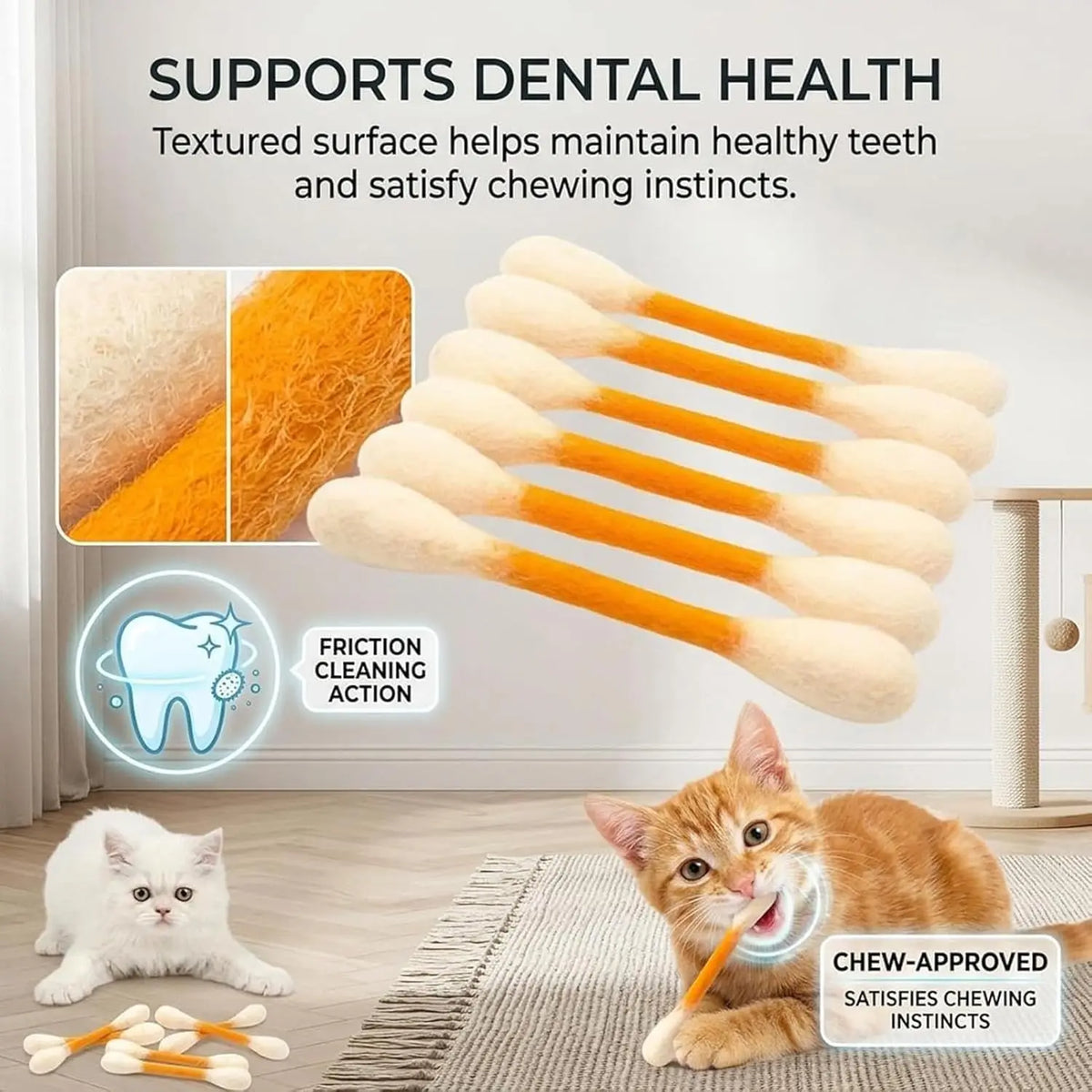 Cat Teaser Wand Set with Replacement Fleece Tops