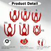 A set of adjustable parrot harnesses in various sizes (L to XS) with a bright pattern and an elastic leash.