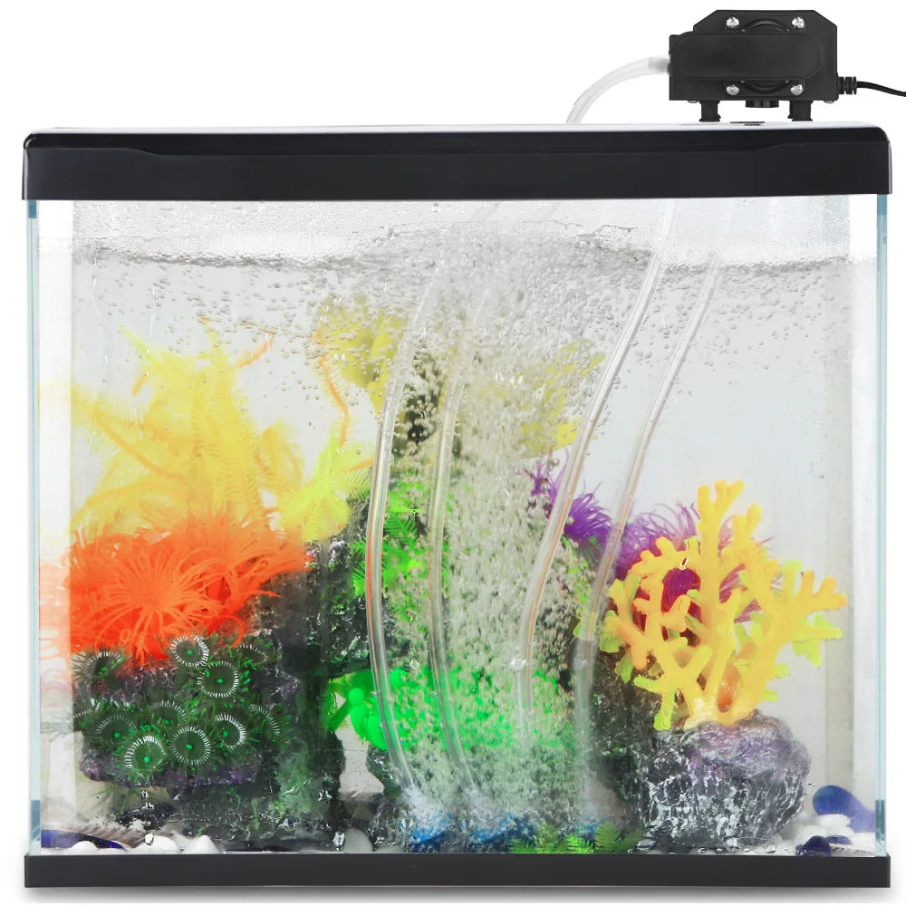 4-Outlet Aquarium Air Pump with Adjustable Oxygen Flow for Fish Tanks and Hydroponics