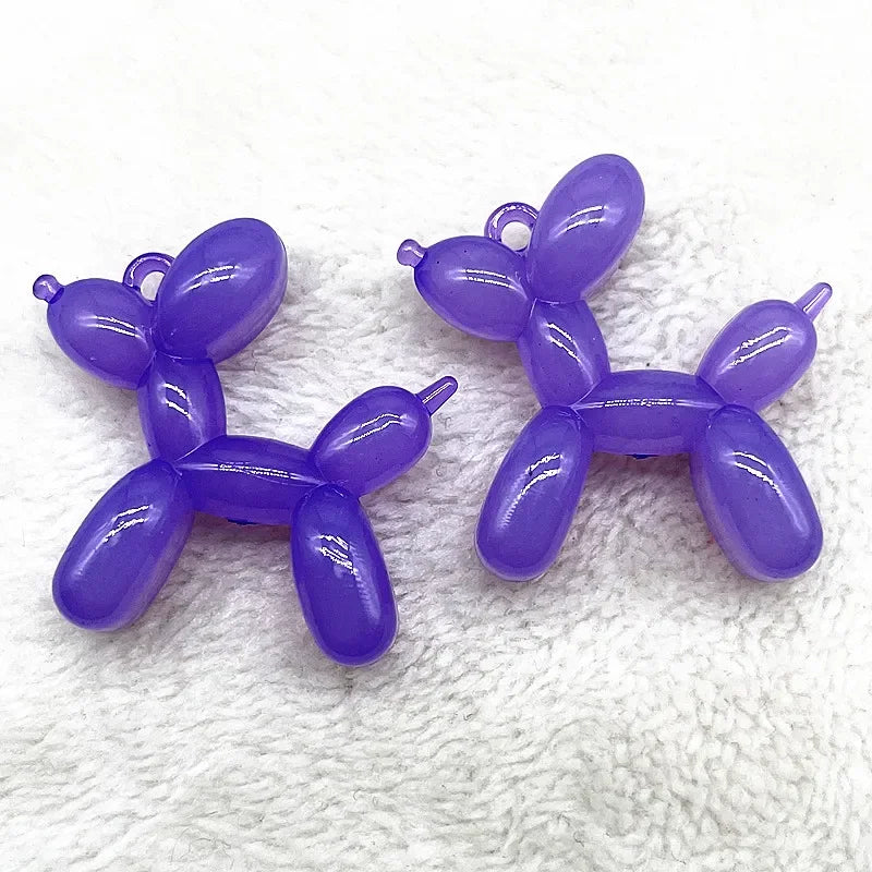 Purple acrylic balloon dog charm pendant for jewelry making and keychains