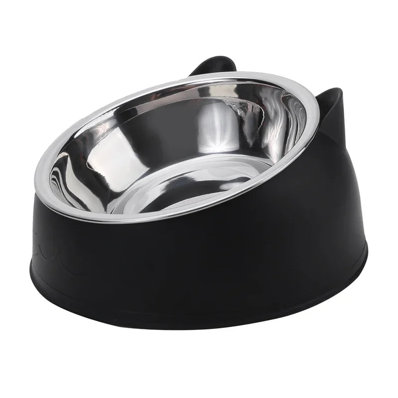 Ergonomic Stainless Steel Pet Food Bowl with Tilted Design