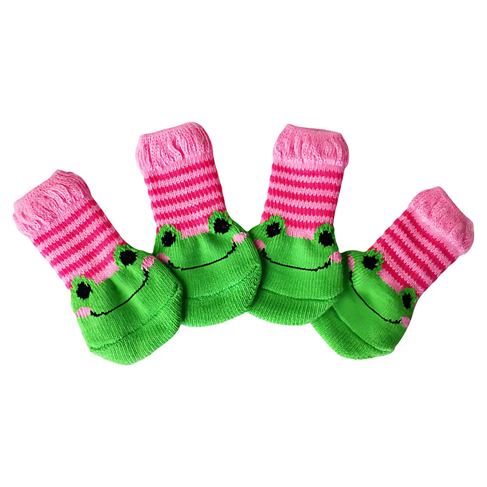 Non-Slip Cotton Pet Socks for Dogs & Cats (4-Pack)