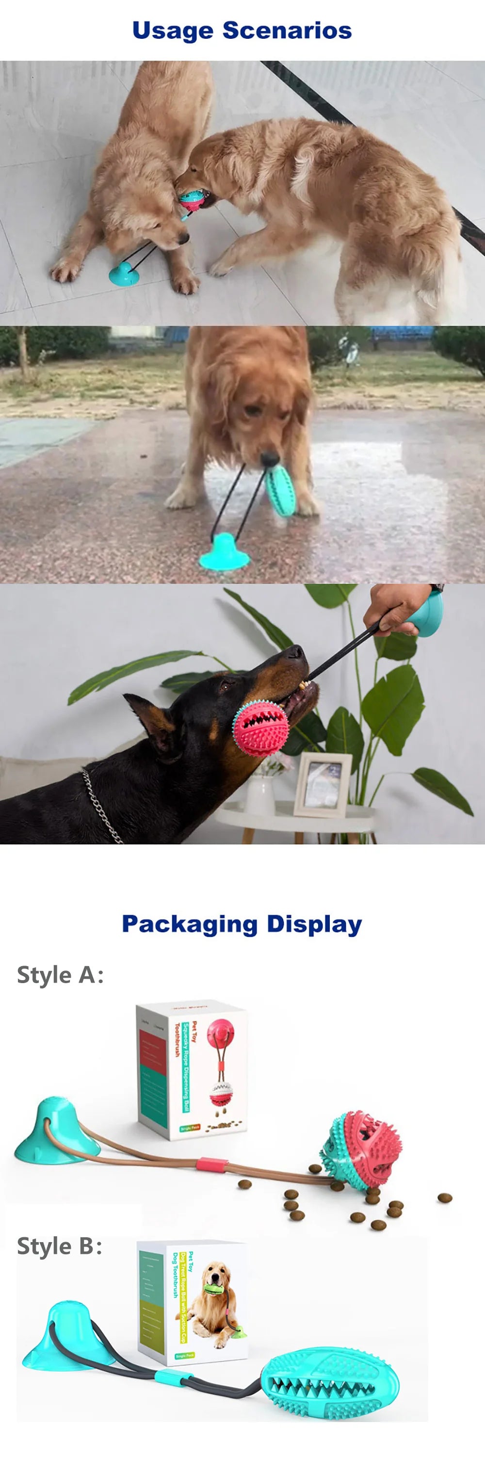Suction Cup Interactive Dog Ball Toy with Treat Dispenser