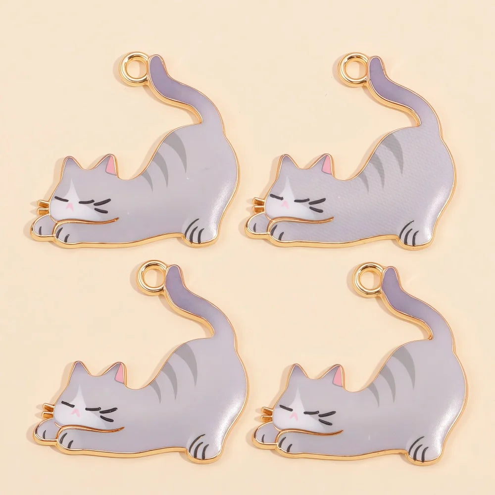 Colorful Cartoon Cat & Animal Enamel Charms for DIY Jewelry Making