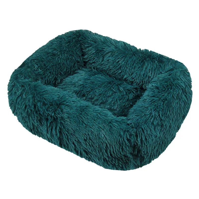 Lit carré en peluche de luxe pour chien