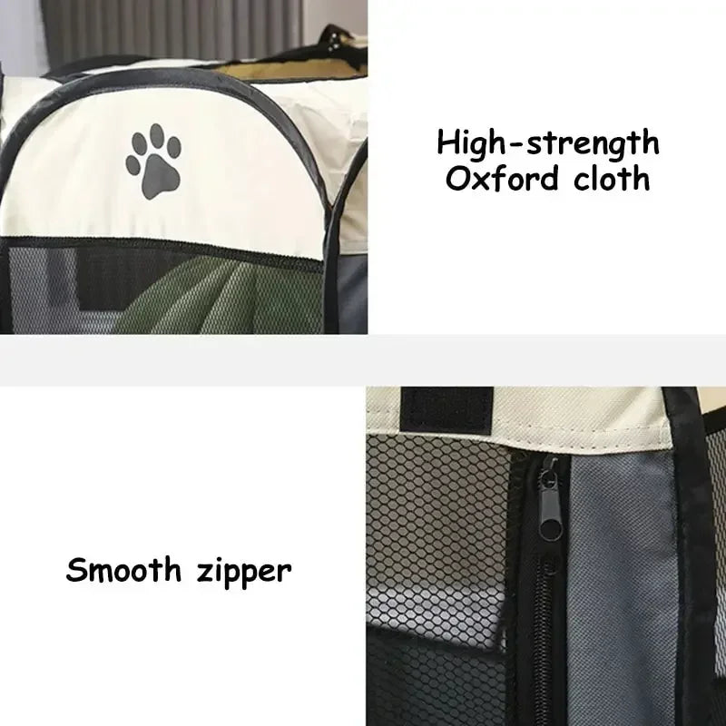 Foldable Oxford Cloth Pet Playpen with Mesh Roof
