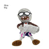 A plush toy of the Plants vs. Zombies Gargantuar with a gray body, brown clothing, and white paper.