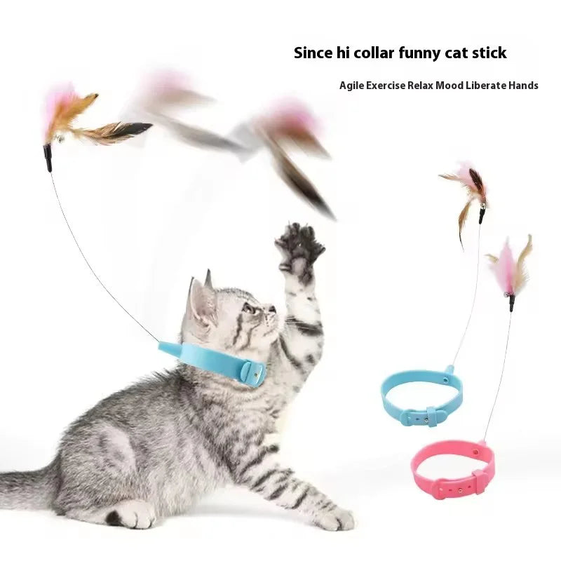 360° Rotating Feather Cat Teaser Wand with Bell