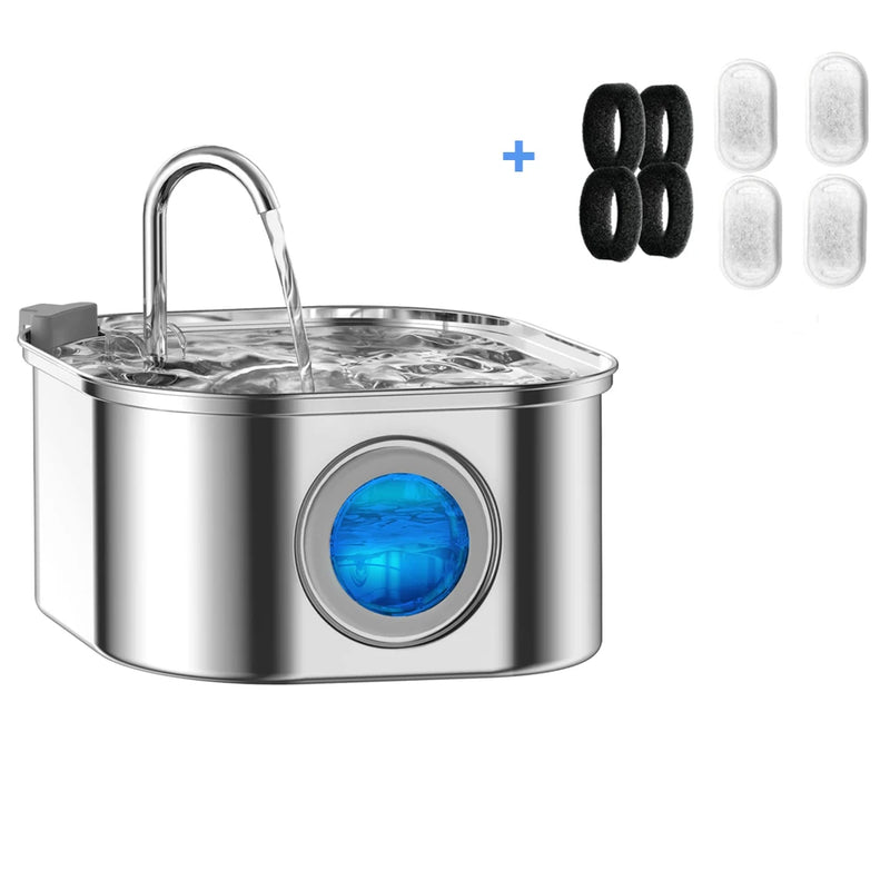 Fontaine à eau pour animaux en acier inoxydable, capacité de 3,2 L