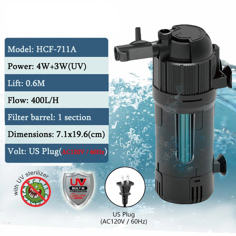 5-in-1 Silent Aquarium Filter with UV Sterilizer