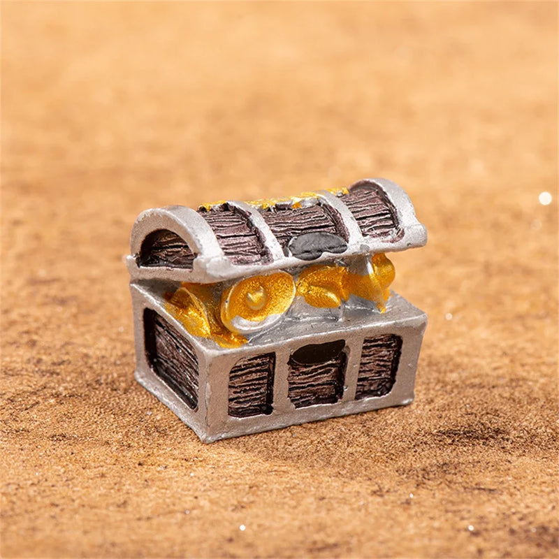 Mini Aquarium Treasure Chest Resin Ornament