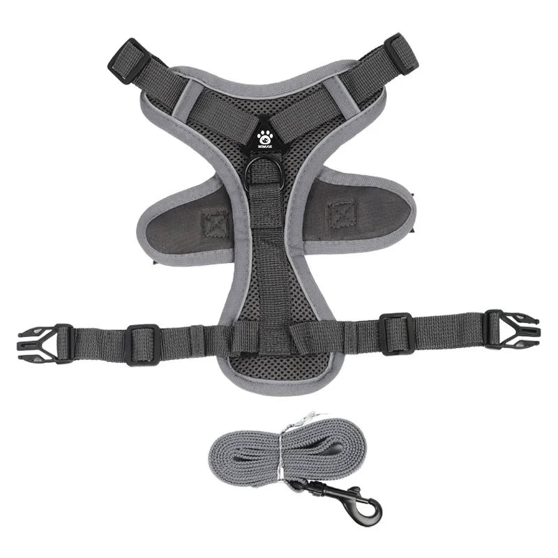 Adjustable No-Pull Dog Harness with Reflective Leash Set