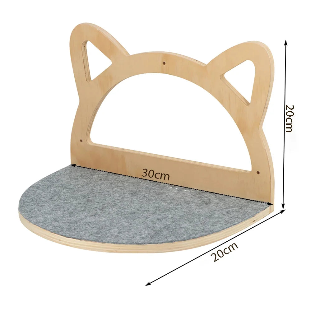 Wall-Mounted Cat Climbing Shelves with Hammock and Scratching Post