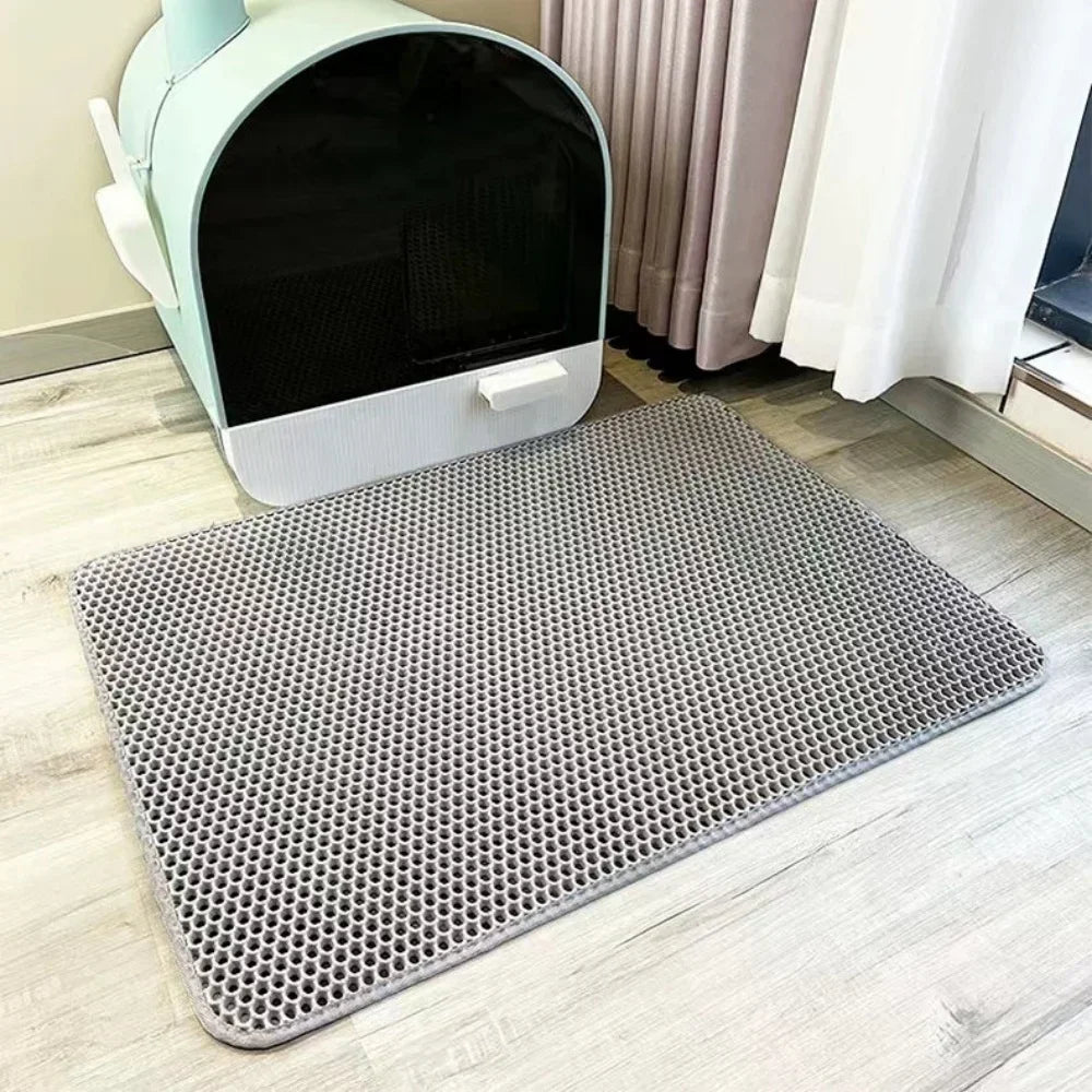 Double-Layer Waterproof Cat Litter Mat with Non-Slip Base