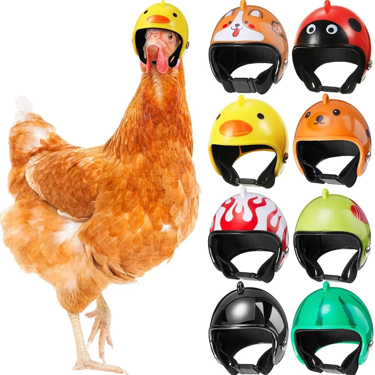 Adjustable Protective Helmet for Chickens and Poultry