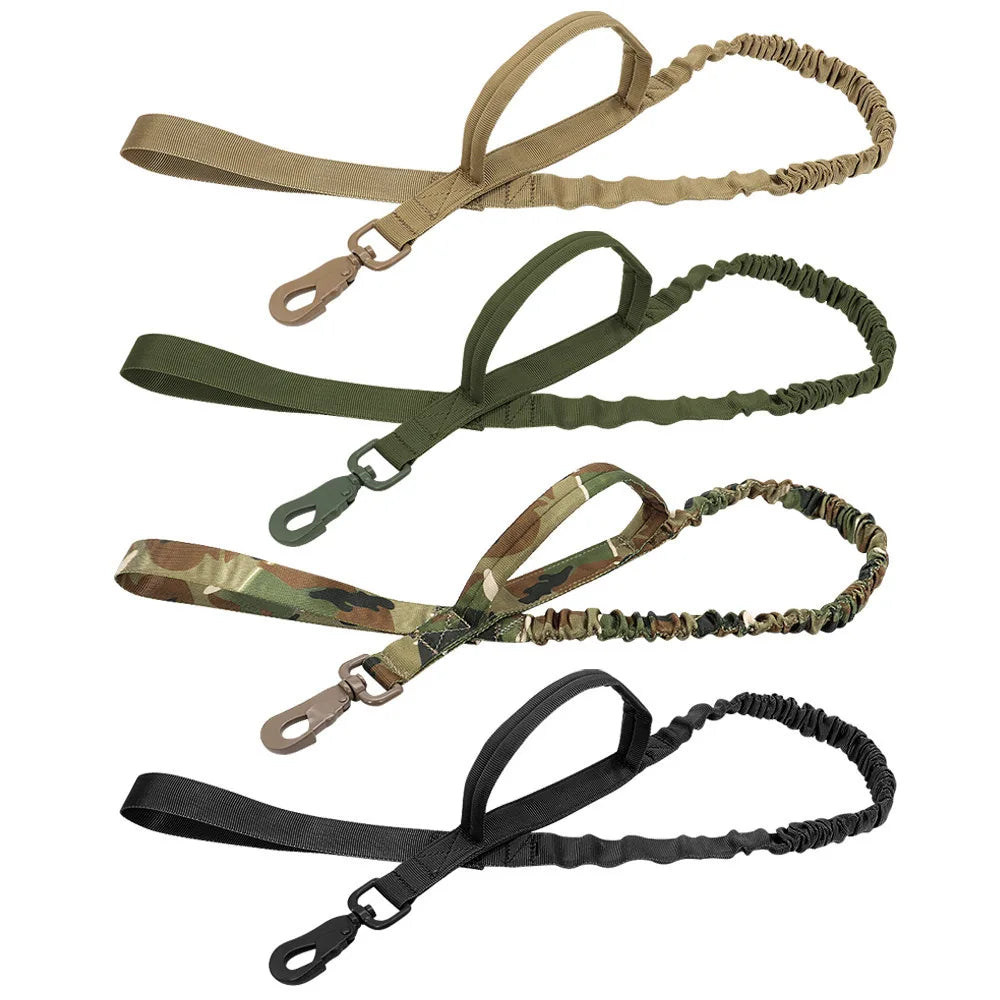 Tactical Dog Leash with Dual Handles and Shock-Absorbing Bungee