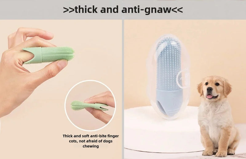 Brosse à dents en silicone 360° pour doigts, pour chiens et chats