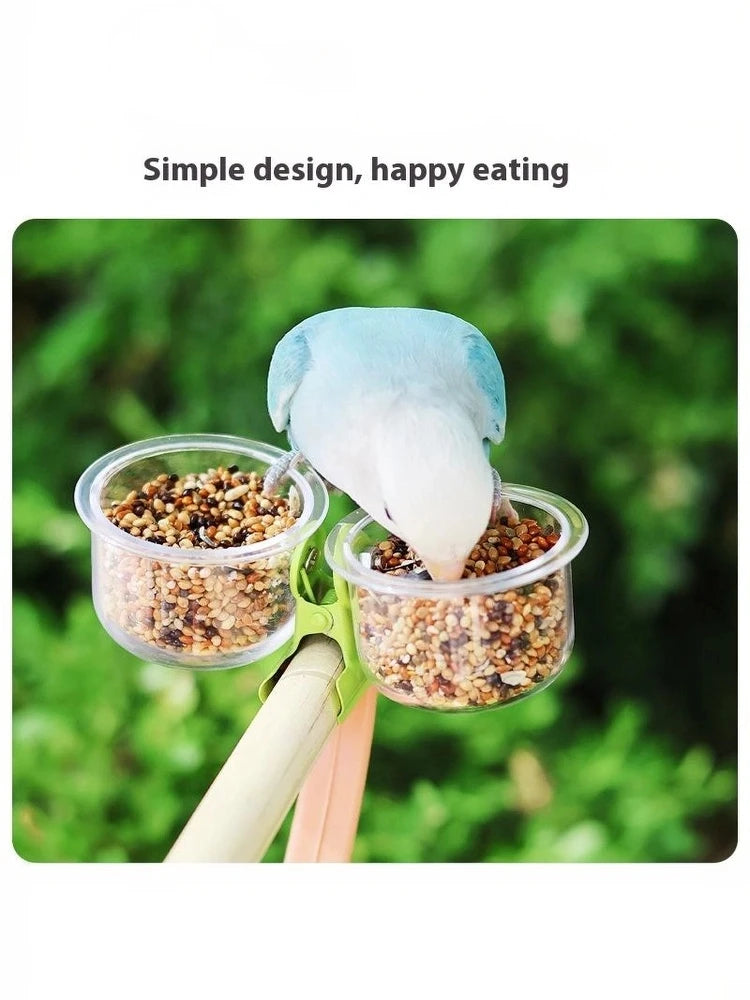 Clip-On Bird Feeder Cup for Parrot Food and Water