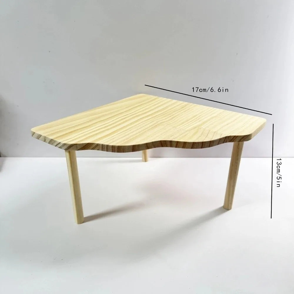 Wooden Hamster Play Platform with Two-Level Design