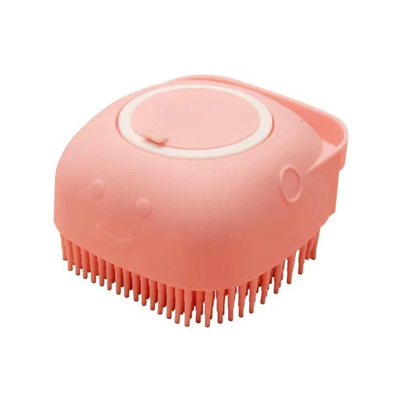 Silicone Pet Bath Massage Brush with Foam Dispenser