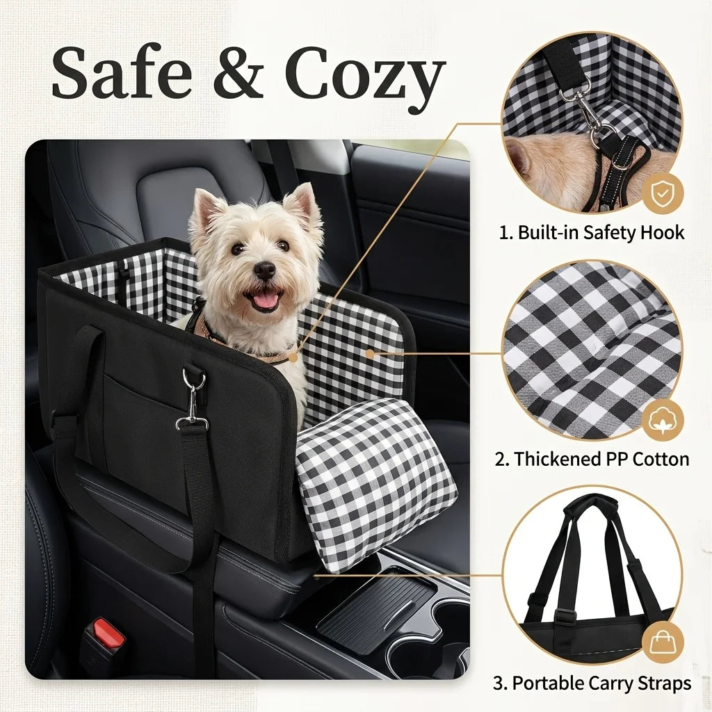 Foldable Dog Car Seat Booster with Anti-Slip Base
