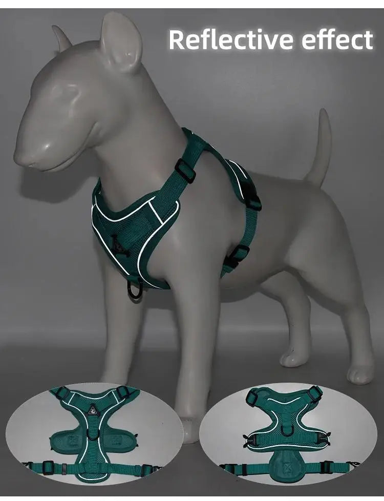 Adjustable No-Pull Dog Harness with Reflective Leash Set