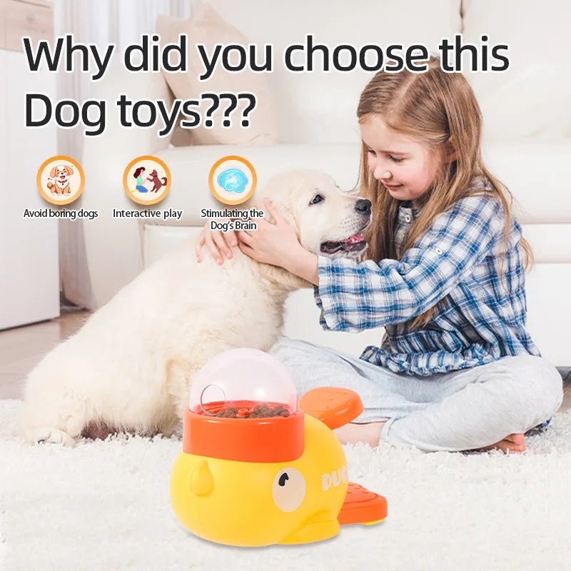 Yellow Duck-Shaped Interactive Treat Dispenser for Cats and Dogs