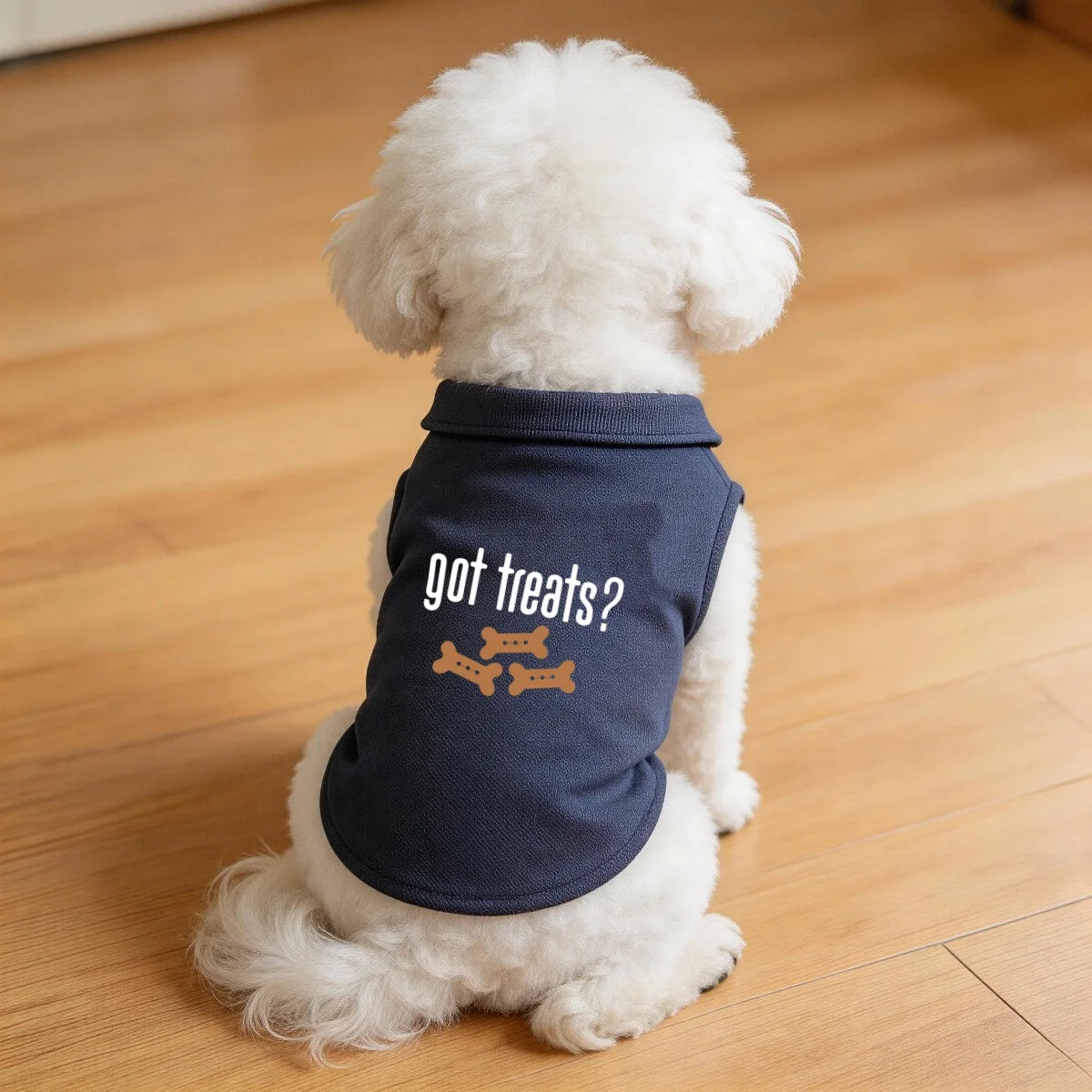 Blue Tibetan Print Polo Shirt for Dogs and Cats