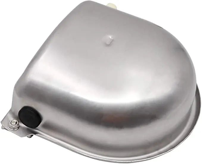 Silver automatic floating water bowl designed for livestock.