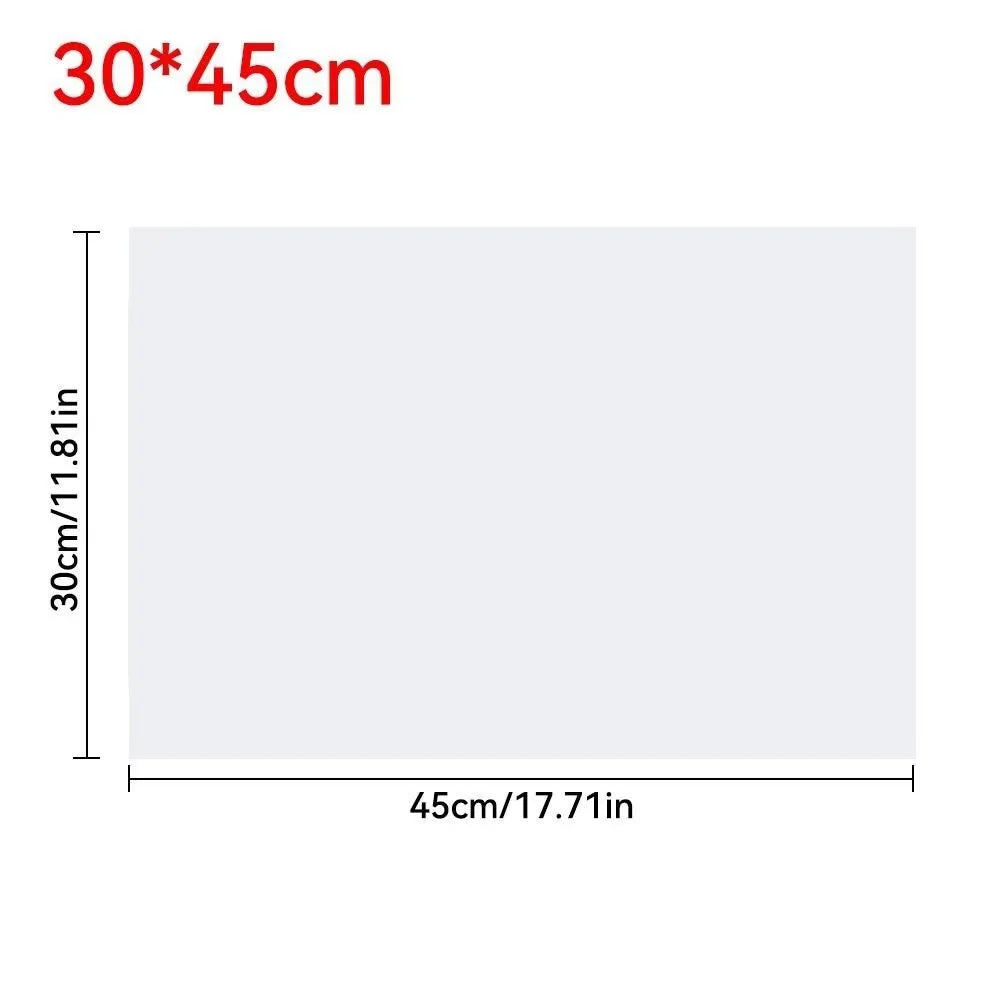 A rectangular piece of clear cat scratch protection tape measuring 30 by 45 centimeters.