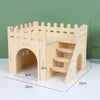 Natural Wooden Hamster Villa with Climbing Platform