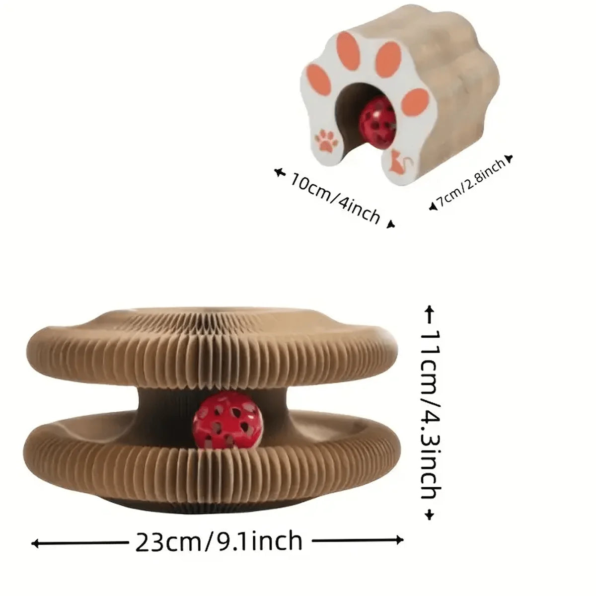Foldable Corrugated Cat Scratcher with Bell and Catnip