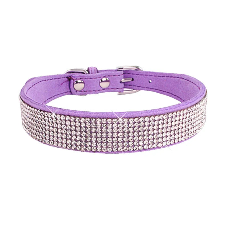 Kristall-Straß-Halsband aus Leder