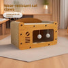 2-in-1 Cat Scratcher House with Hideout and Lounge Bed