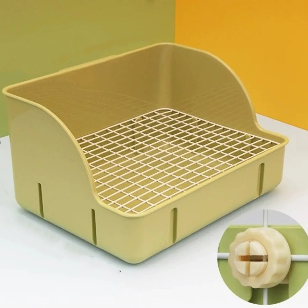 Corner Rabbit Litter Box with Removable Tray and Grid