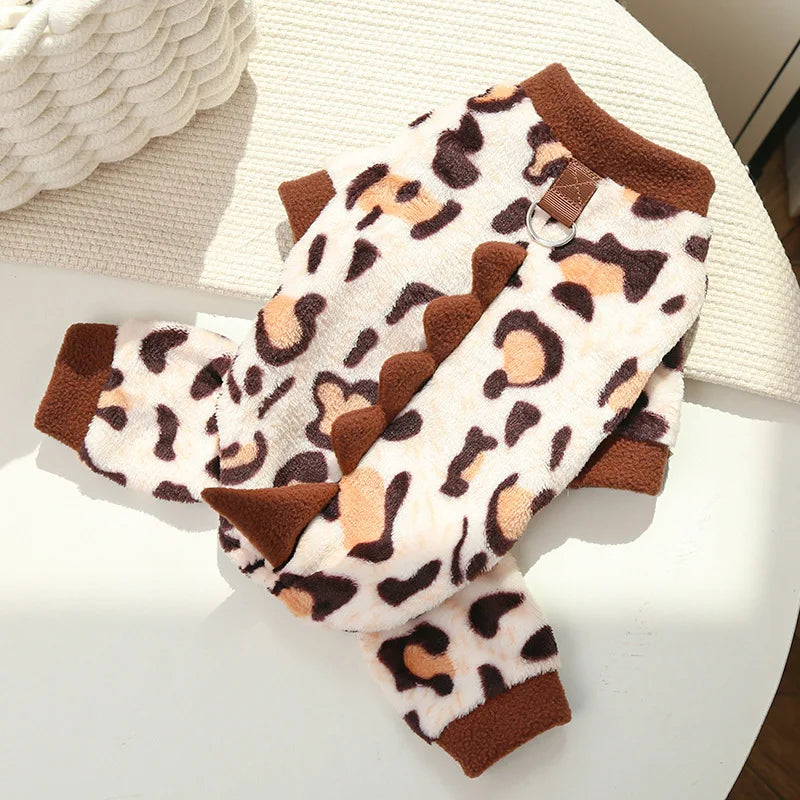 Cozy Fleece Dog Hoodie with Playful Animal Design