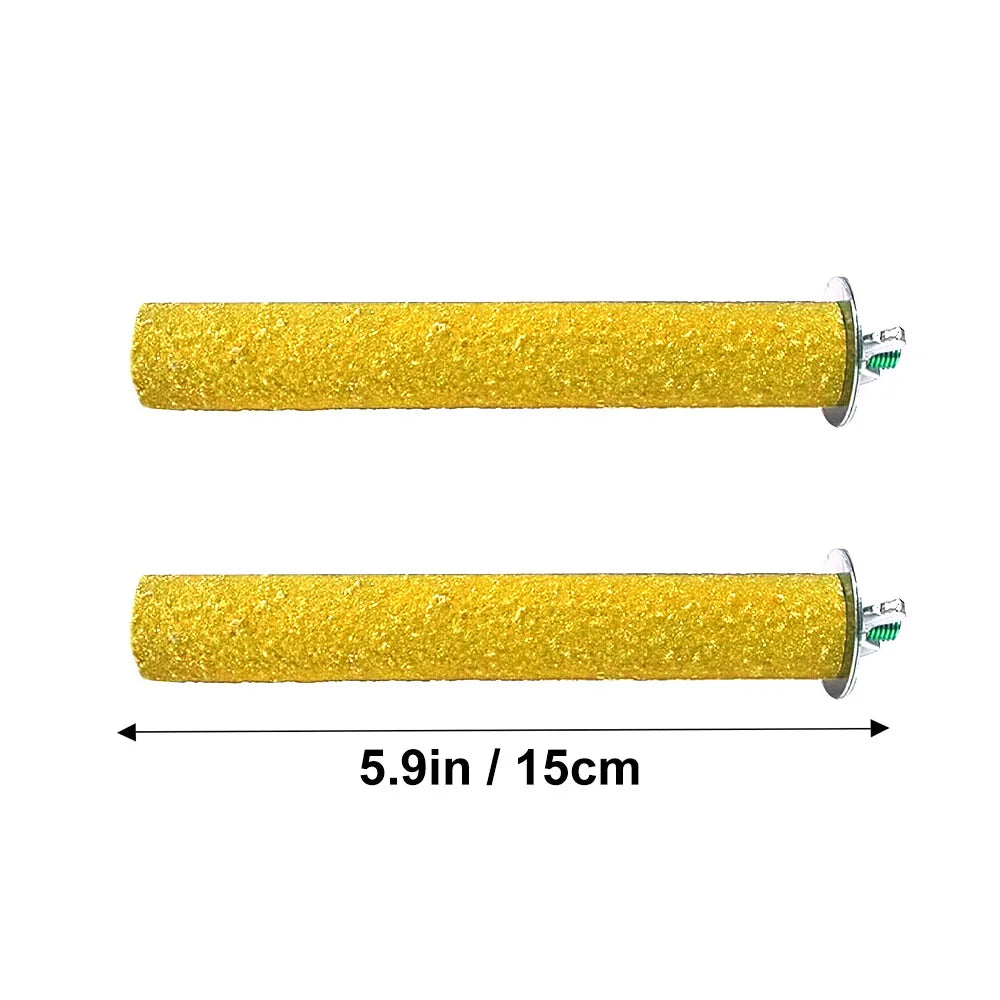 Gelbglitzernder Naturholz-Stand für Papageien und Vögel, 15 cm lang.