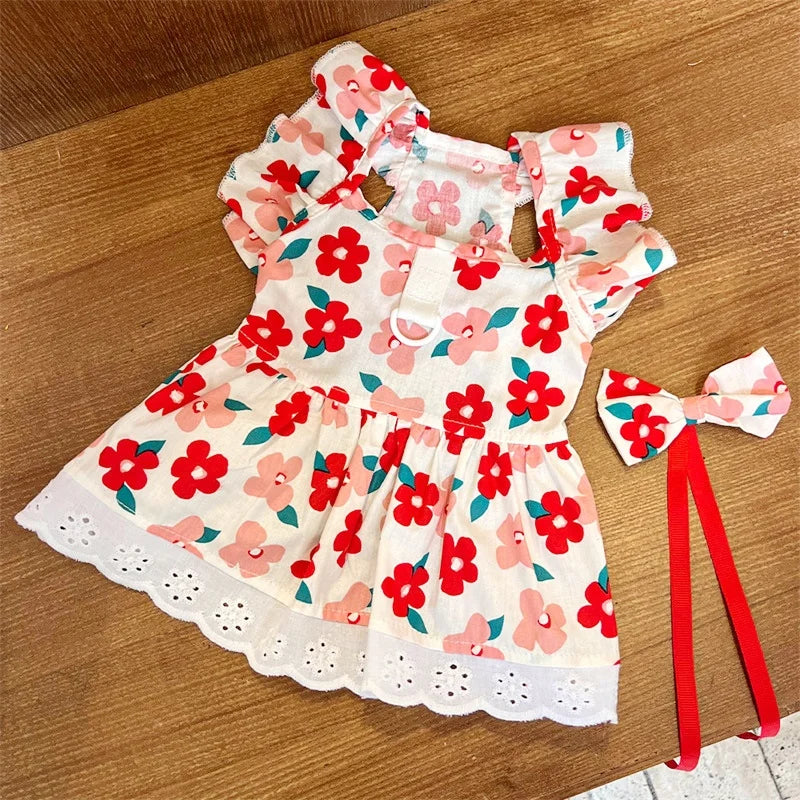 Floral Summer Princess Dress for Small Dogs and Cats